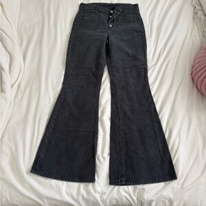 American Eagle Black/Navy High Waisted Corduroy Flare Pant